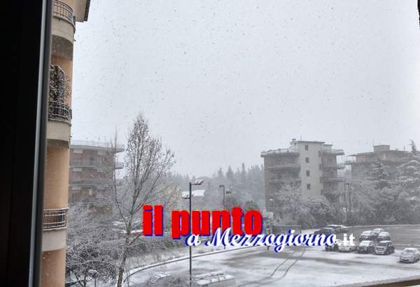 Dopo il vento…ora la neve. Cassino imbiancata in pochi minuti