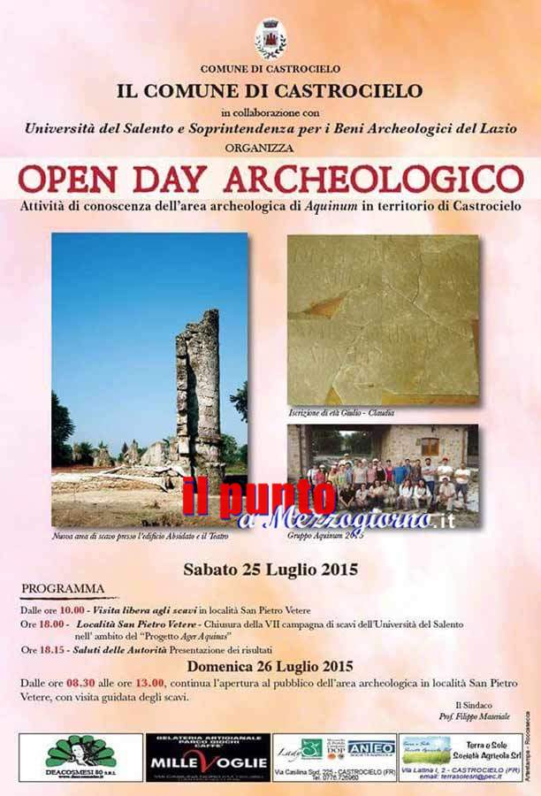 Sabato 25 e domenica 26 open day archelogico all’area di Aquinum