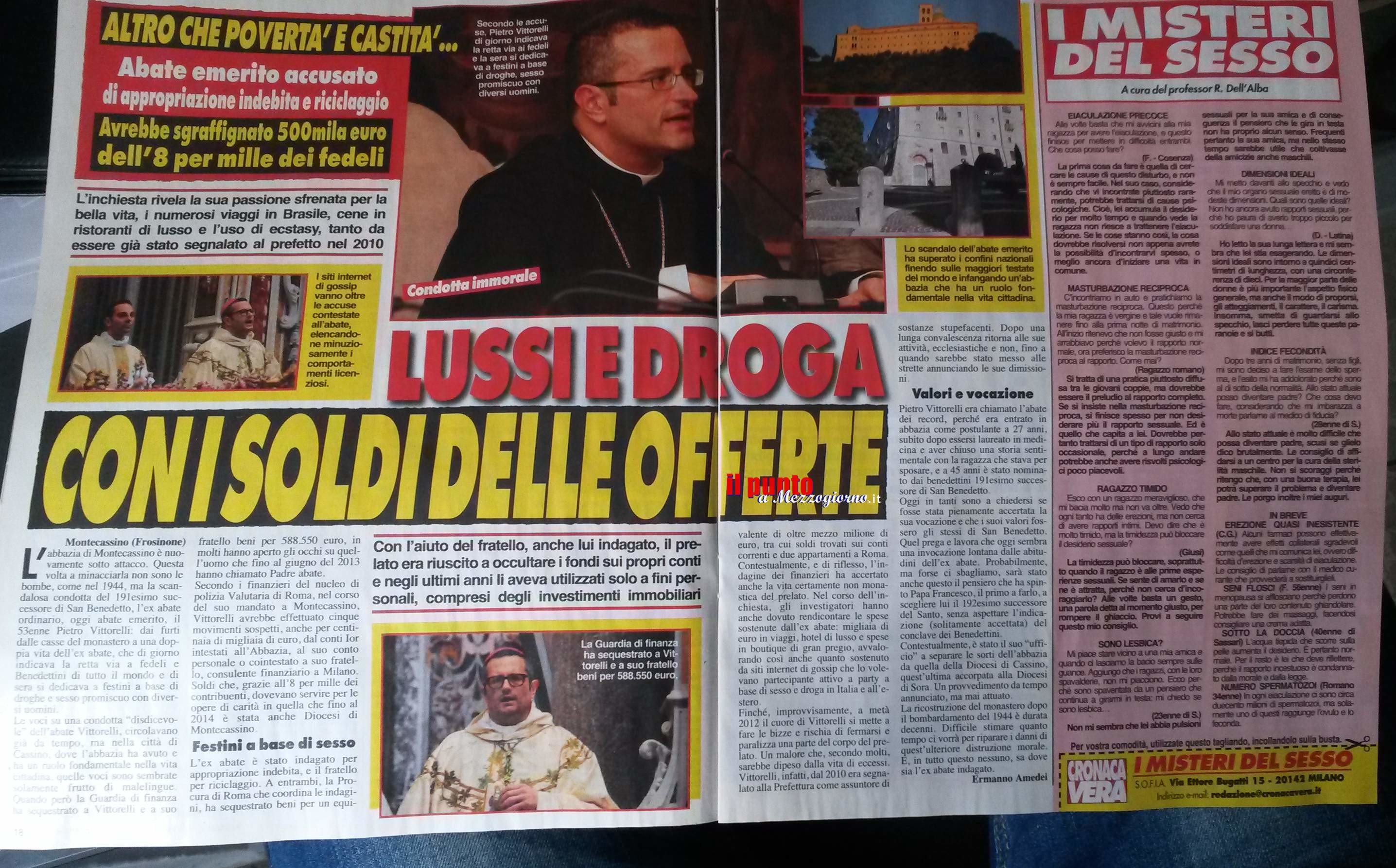 Scandalo Montecassino, su Cronaca Vera la vicenda giudiziaria che ha travolto l’ex abate Vittorelli