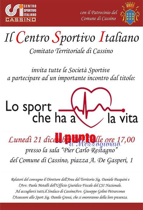 “Lo sport che ha a cuore la vita”,convegno sull’uso obbligatorio del defibrillatore nelle gare sportive