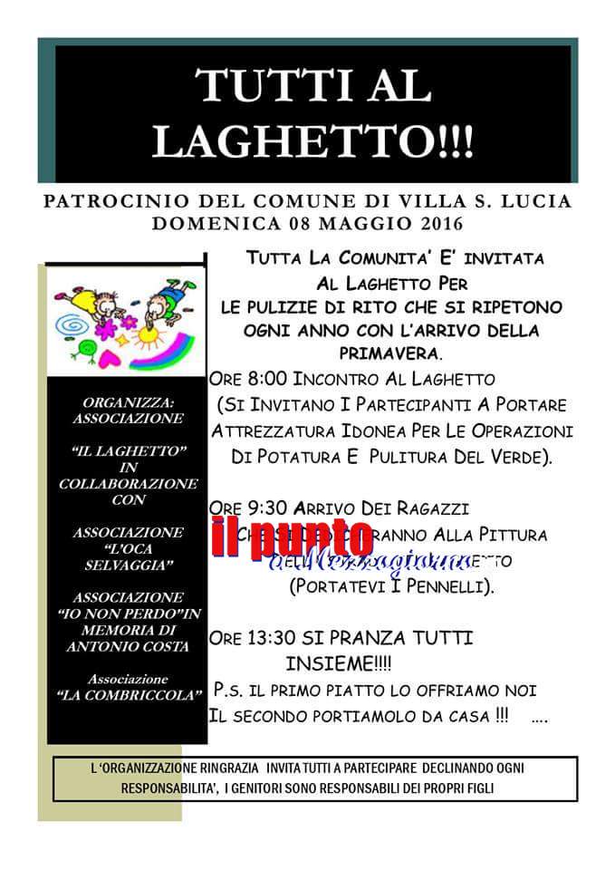Tutti al Laghetto. Iniziativa sociale a Piumarola domenica 8 maggio Tutti al Laghetto. Iniziativa sociale a Piumarola domenica 8 maggio
