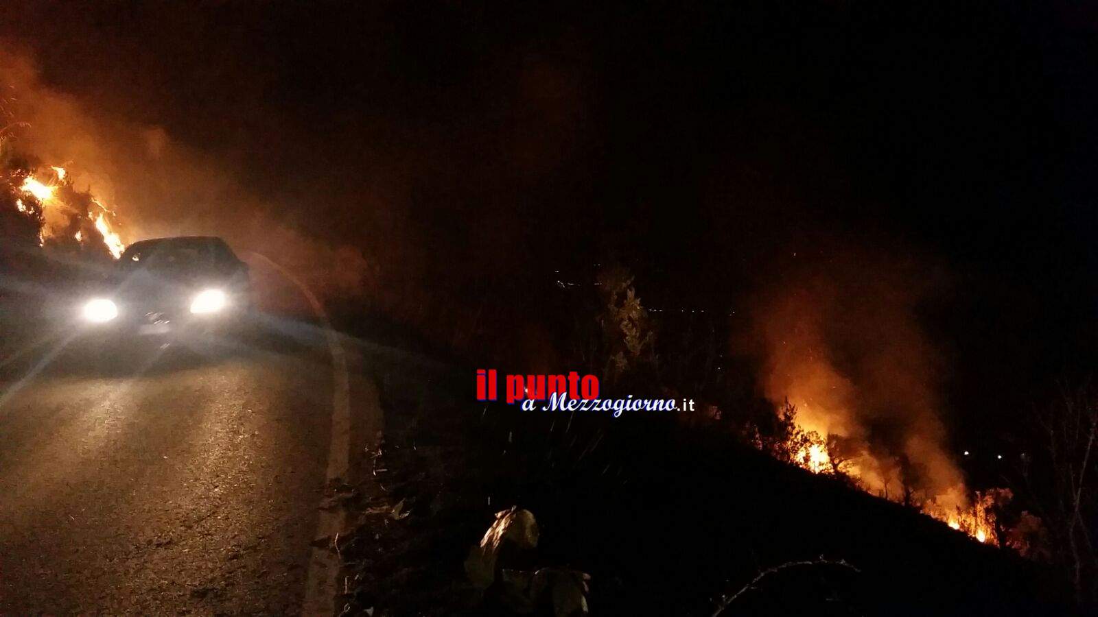 Incendi boschivi, fiamme nella notte a Monticelli di Esperia e tra Cervaro e Viticuso