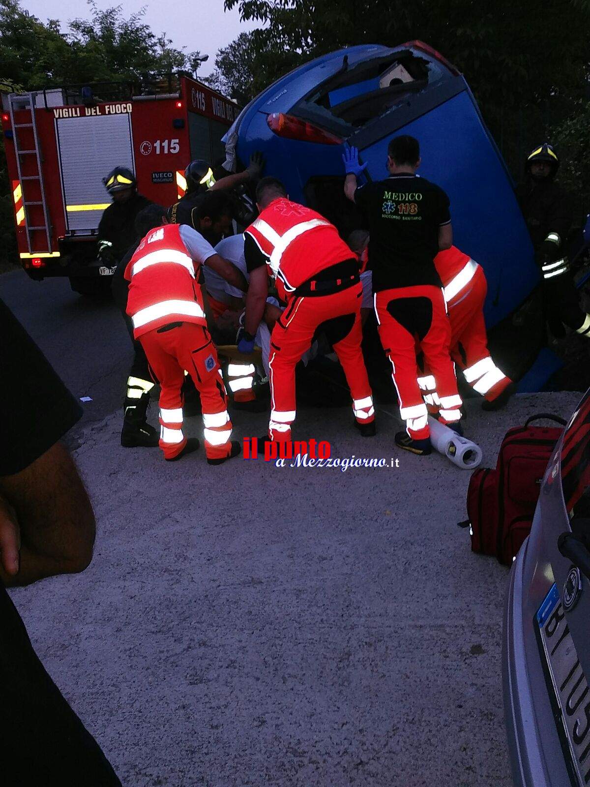 Incidente stradale a Cassino, auto si ribalta a Sant’Angelo
