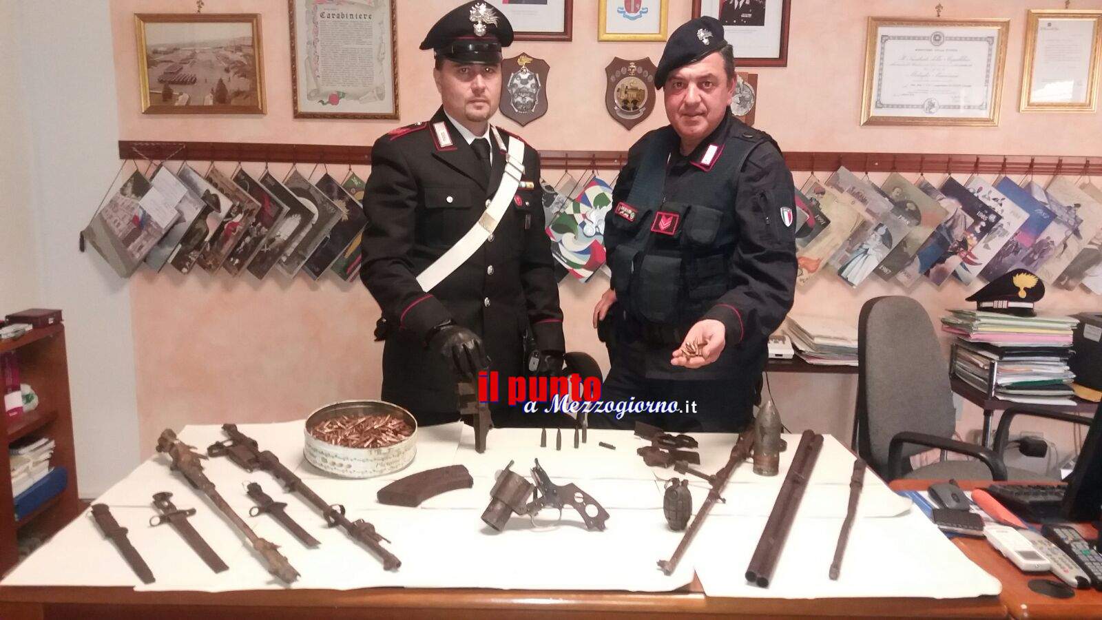 Arrestato un pensionato di Cervaro, in garage aveva un arsenale di residuati bellici Arrestato un pensionato di Cervaro, in garage aveva un arsenale di residuati bellici