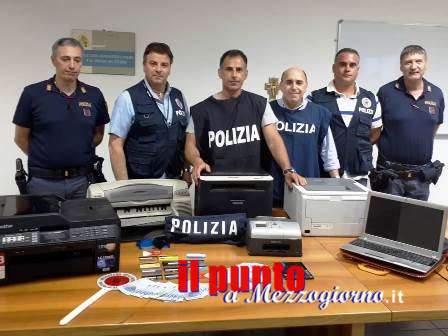 Stampavano banconote da 20 euro false, scoperta a Minturno stamperia clandestina