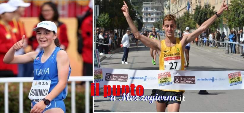 Cassino, Francesco Fortunato e Eleonora Dominici conquistano il tricolore alla 20 km marcia su strada