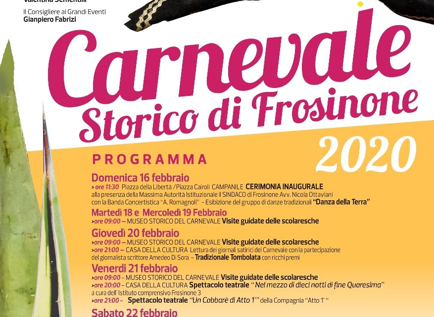 Frosinone, al via il Carnevale 2020