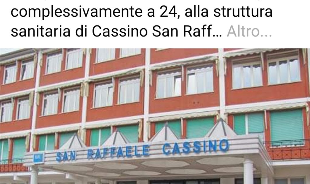 Cassino – Coronavirus – Il sindaco Salera: “Altri 8 positivi al San Raffaele”