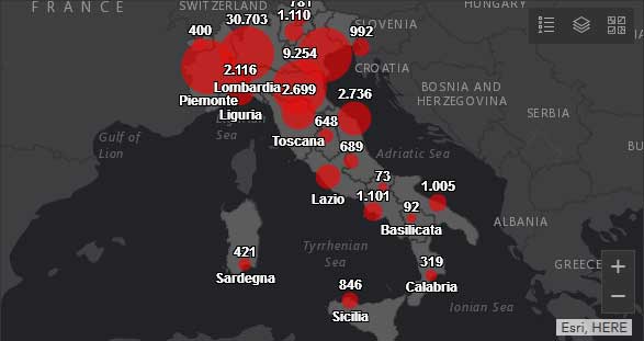 In Italia oltre 54mila persone risultano positive al virus