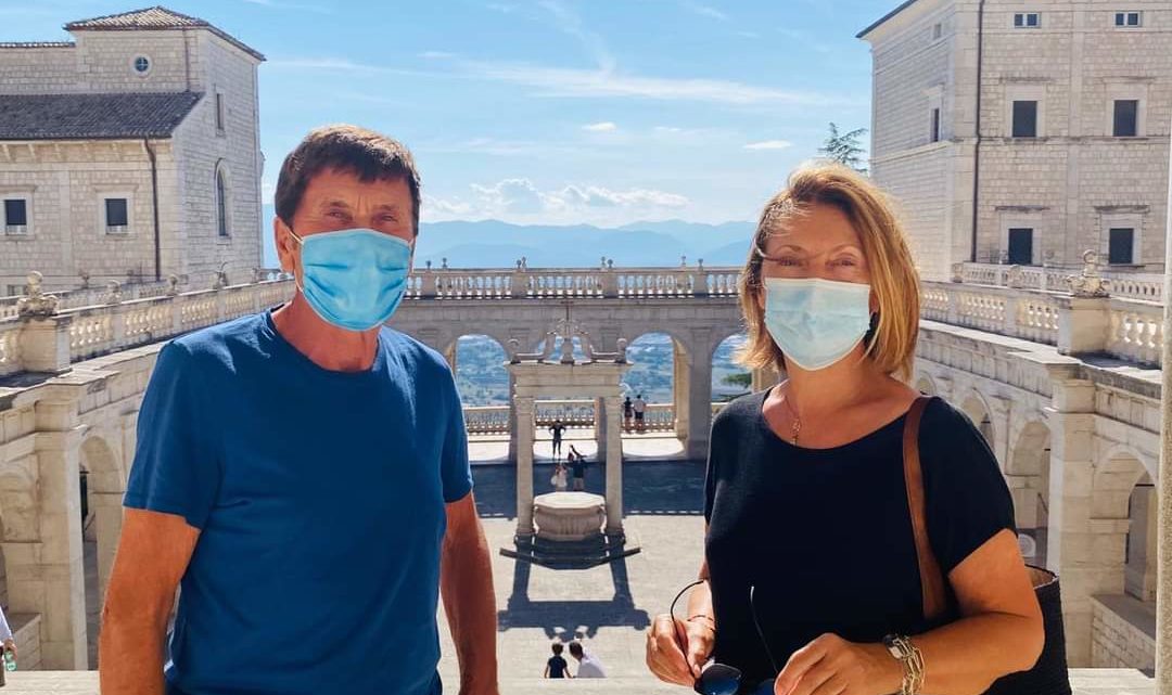 Gianni Morandi in visita a Montecassino