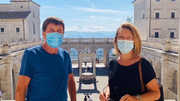 Gianni Morandi in visita a Montecassino