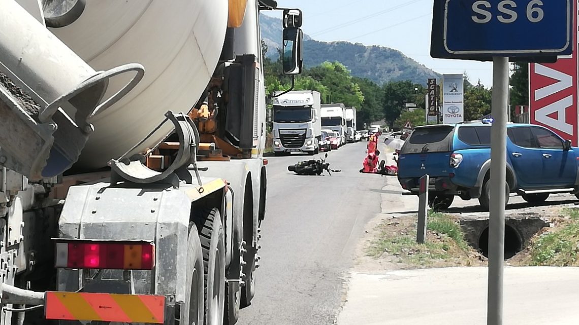 Cassino – Incidente stradale sulla Casilina Sud, coinvolto motociclista