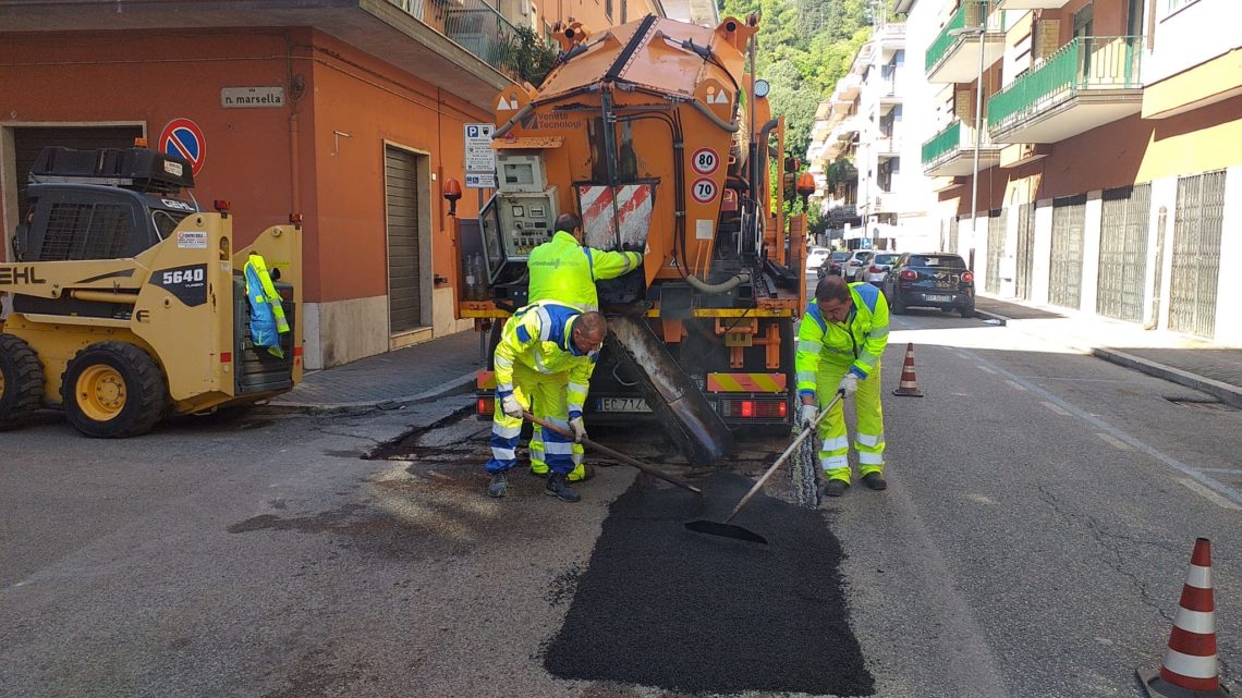 Cassino – Lavori di manutenzione in via Enrico De Nicola