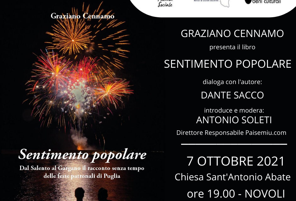 NOVOLI. Fucina Sociale presenta il libro Sentimento Popolare di Graziano Cennamo NOVOLI. Fucina Sociale presenta il libro Sentimento Popolare di Graziano Cennamo