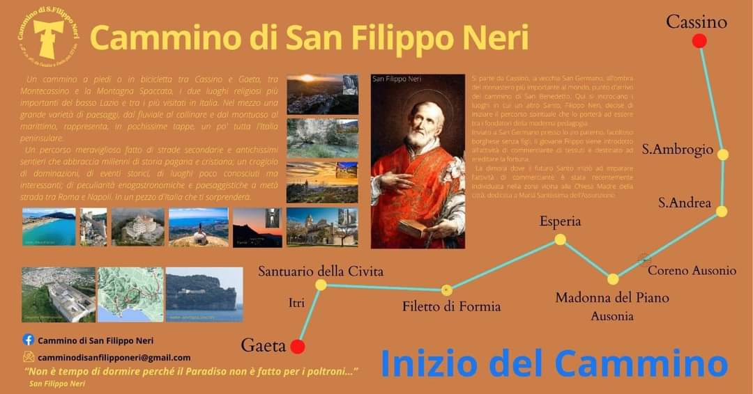 Da Venerdì si inaugura da Cassino il cammino di San Filippo Neri