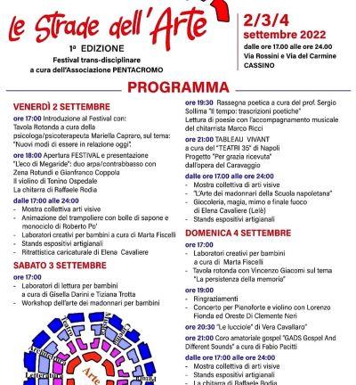 “Le Strade dell’Arte” dal 2 al 4 settembre in via Rossini e via del Carmine, per il Festival Trans-disciplinare