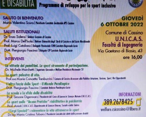 Un convegno su “Disagio giovanile e Disabilità” Sport inclusivo, se ne parlerà nell’Aula Magna di Ingegneria