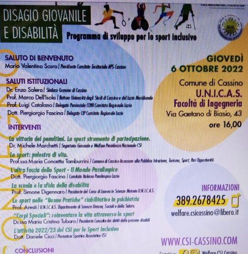 Un convegno su “Disagio giovanile e Disabilità” Sport inclusivo, se ne parlerà nell’Aula Magna di Ingegneria Un convegno su “Disagio giovanile e Disabilità” Sport inclusivo, se ne parlerà nell’Aula Magna di Ingegneria