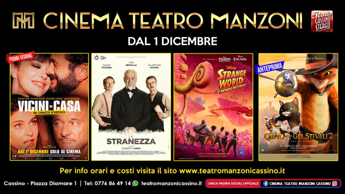 Cinema Teatro Manzoni, in arrivo la nuova programmazione con quattro film 