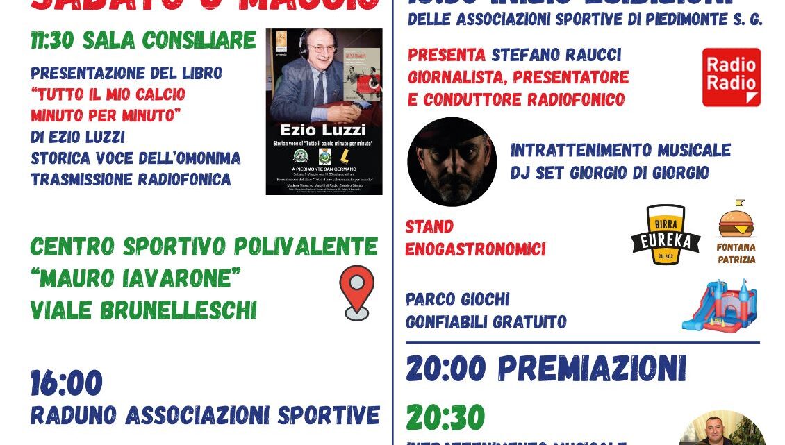 Quarta edizione della festa dello sport a Piedimonte San Germano – Ezio Luzzi presenta il suo libro.