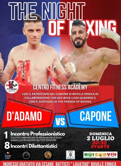 Boville Ernica; via alla II edizione de “La Notte della Boxe”, Pesi massimi D’Adamo vs Capone