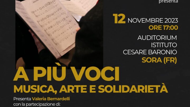 Sora; “A più voci. Musica, Arte e Solidarietà” nell’Auditorium dell’Istituto “Cesare Baronio”