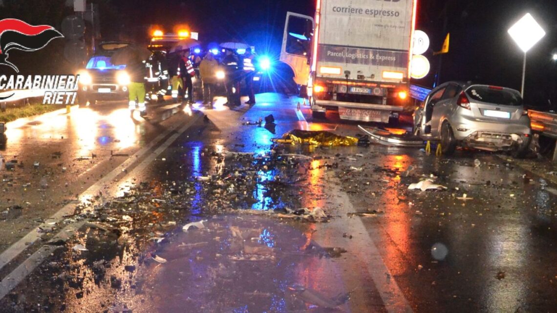 Muore a 26 anni in incidente sulla salaria a Rieti, guidava il fidanzato ubriaco oltre 6 volte il consentito, arrestato