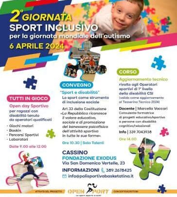 Alla Fondazione Exodus “II Giornata di sport inclusivo e la Giornata mondiale dell’Autismo”