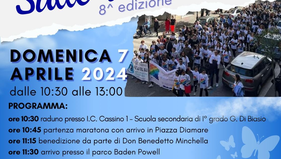 “Sulle ali del blu”domani tutti in piazza per la maratona non competitiva organizzata dall’ASS.” I colori dell’Autismo”