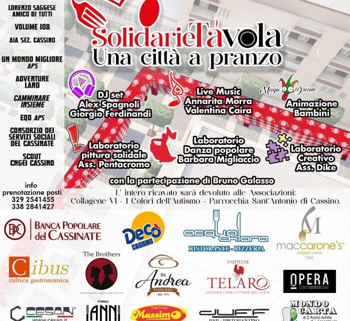 L’Isola pedonale, domenica 14, sarà il ristorante inclusivo della Città, tra festa e solidarietà
