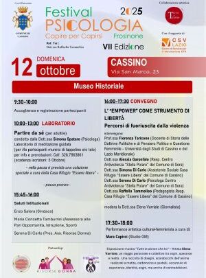 Il Festival della Psicologia Frosinone “Capire per capirsi” tappa al Museo Historiale domenica 12 ottobre