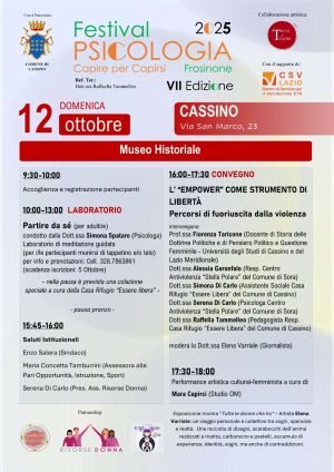 Il Festival della Psicologia Frosinone “Capire per capirsi” tappa al Museo Historiale domenica 12 ottobre